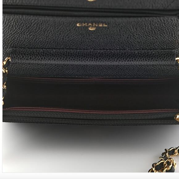 CHANEL NWT Classic Caviar Black Leather Wallet on Chain Crossbody Bag with Gold - Picture 6 of 11